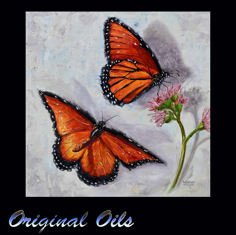 Queen and Monarch, Original Butterfly Oil Painting by Chuck Watkins