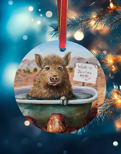 Harry the Javelina, Christmas Ornament – Aluminum – Chuck Watkins by Chuck Watkins