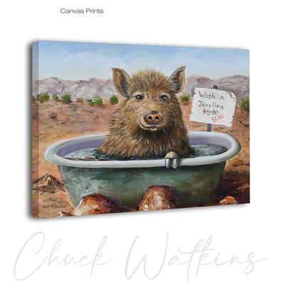 Harry the Javelina, Funny Arizona Wildlife Bathroom Wall Art Print by Chuck Watkins