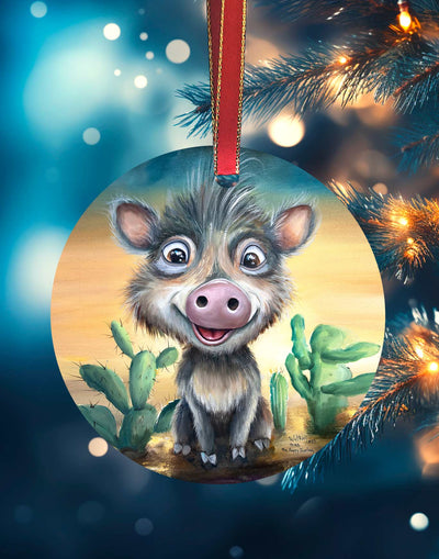 Herb -  Javelina Christmas Ornament – Aluminum – Chuck Watkins by Chuck Watkins
