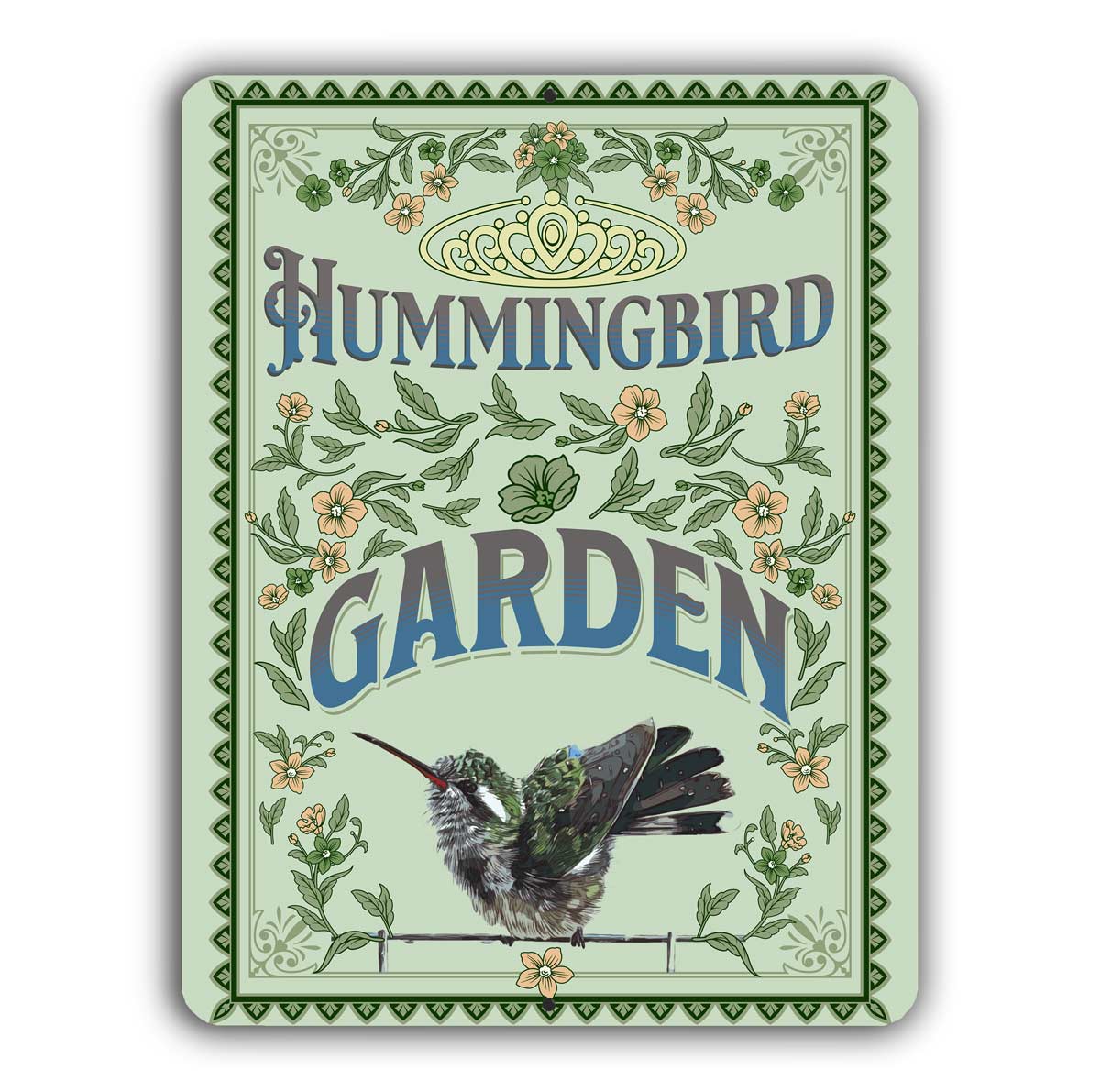 Hummingbird Garden Sign – Aluminum – Chuck Watkins by Chuck Watkins