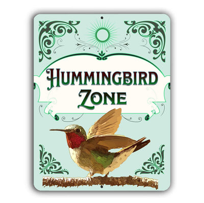 Hummingbird Zone Yard Sign – Aluminum – Chuck Watkins – Southwest Hummingbird Wall Art Print by Chuck Watkins