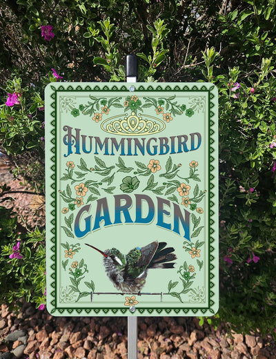 Hummingbird Garden Sign – Aluminum – Chuck Watkins