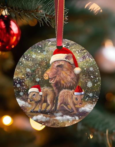 Javelinas Ornament, Christmas Ornament – Aluminum – Chuck Watkins by Chuck Watkins