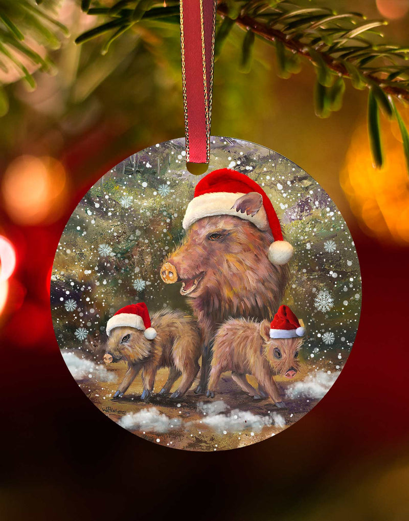 Javelinas Ornament, Christmas Ornament – Aluminum – Chuck Watkins by Chuck Watkins