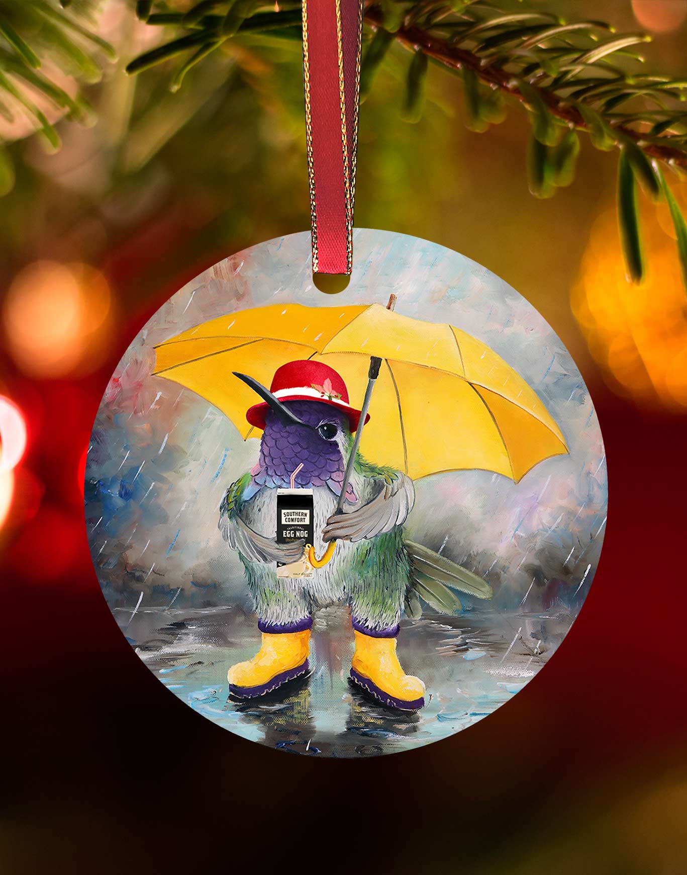July Rain Ornament – Hummingbird Christmas Ornament – Aluminum – Chuck Watkins by Chuck Watkins