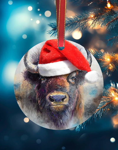 Leading the Herd, Bison Christmas Ornament – Aluminum – Chuck Watkins by Chuck Watkins