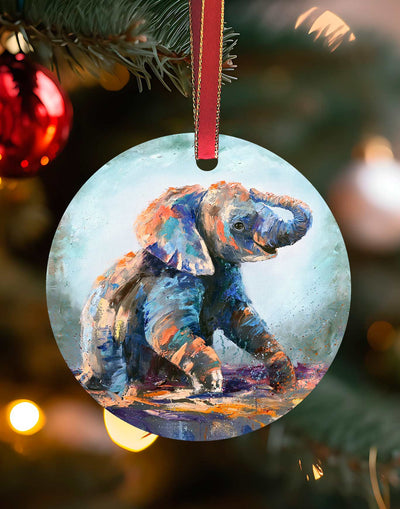Lily the Elephant, Christmas animal Ornament – Aluminum – Chuck Watkins by Chuck Watkins