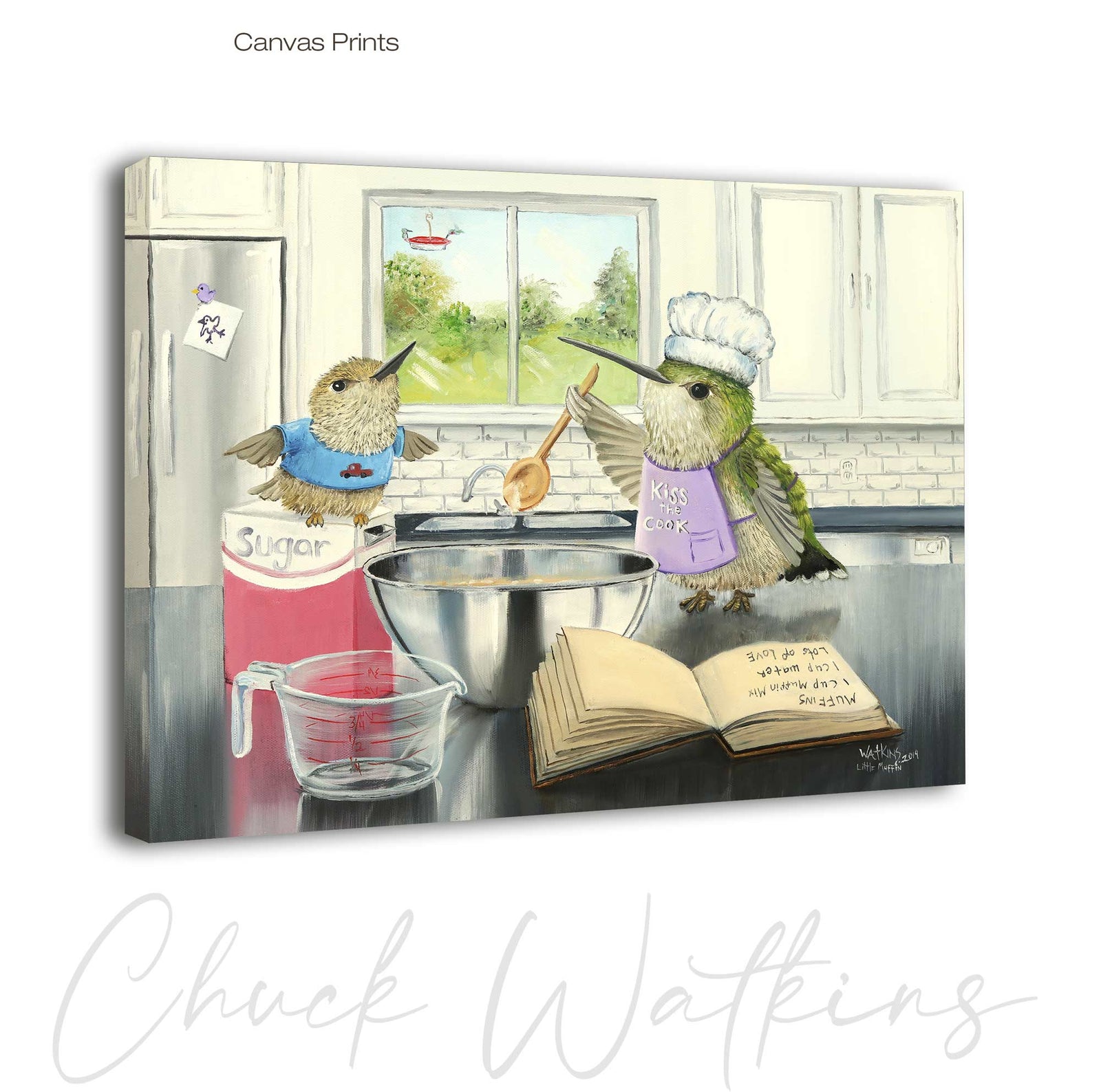 Little Muffin, Funny Hummingbird Wall Art Print by Chuck Watkins