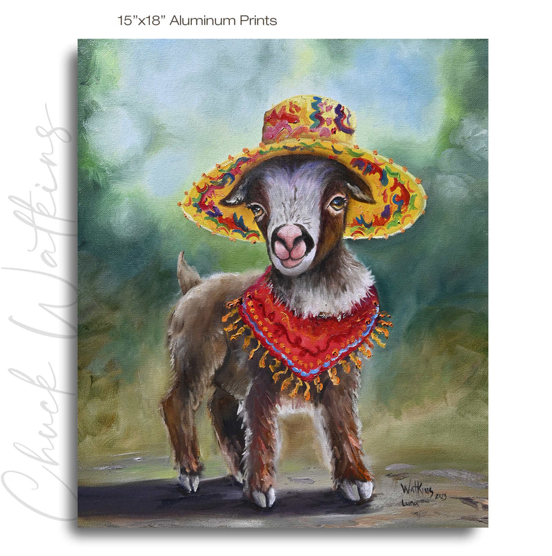 Luna the Baby Goat, Funny Wall Art Print by Chuck Watkins