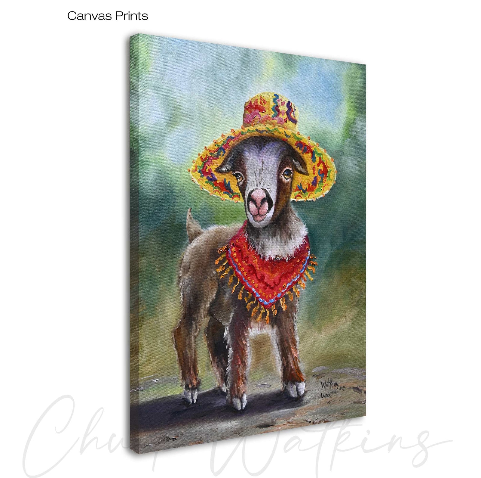 Luna the Baby Goat, Funny Wall Art Print by Chuck Watkins