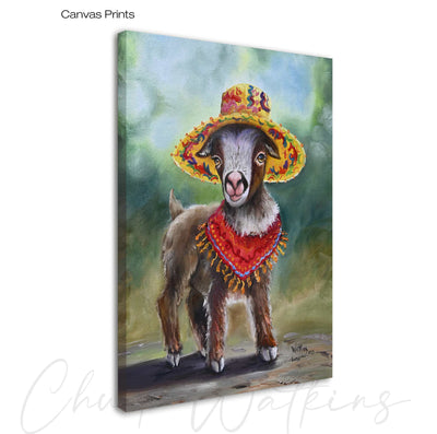 Luna the Baby Goat, Funny Wall Art Print by Chuck Watkins