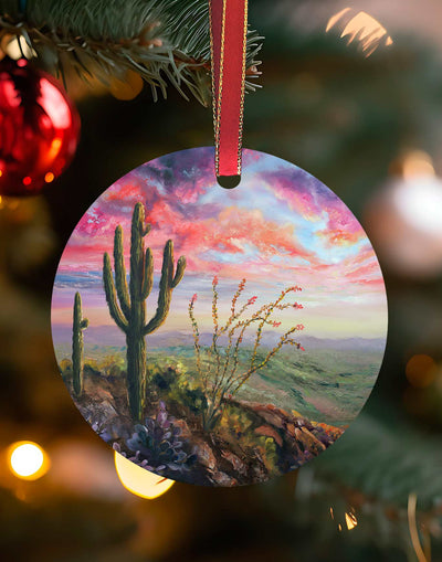 Mesquite Canyon, Southwest Christmas Ornament – Aluminum – Chuck Watkins by Chuck Watkins