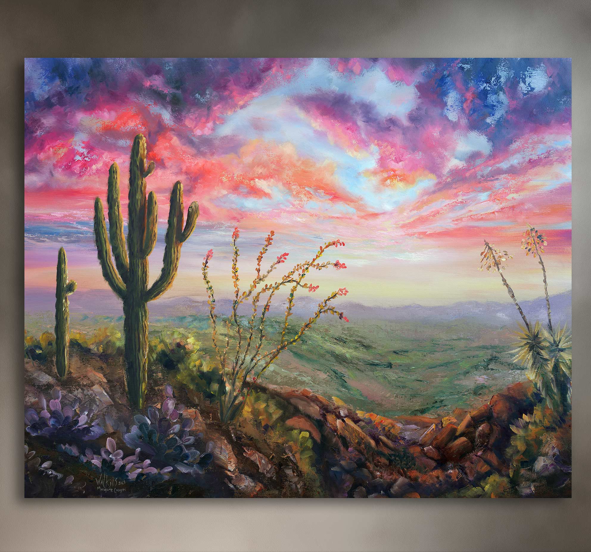 インテリアアート　P.Watkins Mesquite Canyon - Southwest Wall Art Print – Canvas & Aluminum