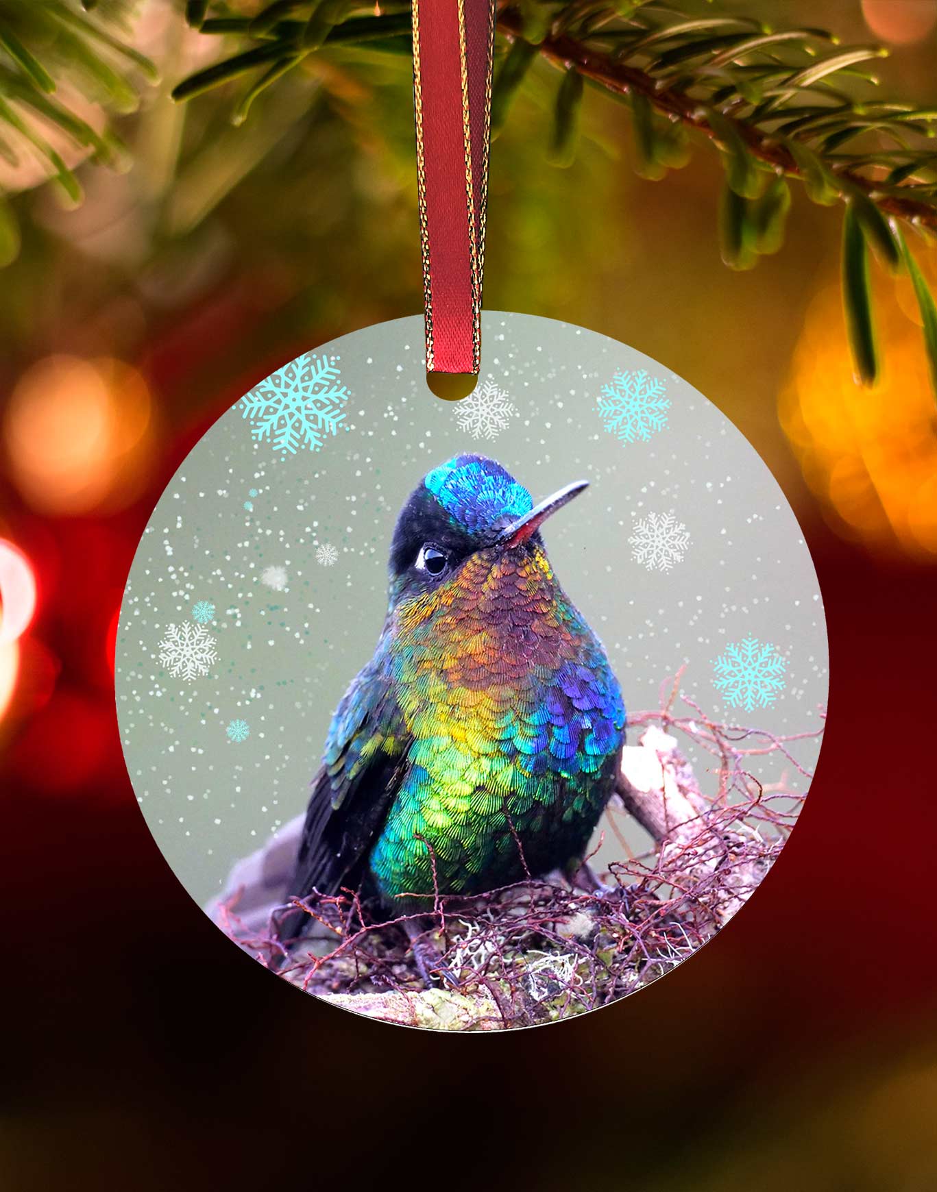 Fiery Throated Hummingbird, Hummingbird Ornament By Meagan Watkins by Chuck Watkins