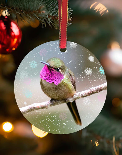 Magenta Woodstar, Hummingbird Ornament By Meagan Watkins by Chuck Watkins