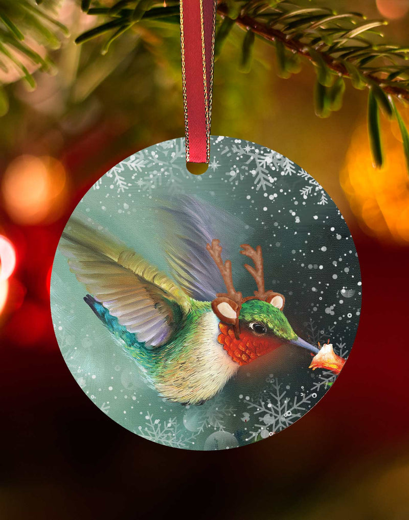 Mr Ruby - Hummingbird Christmas Ornament – Aluminum – Chuck Watkins by Chuck Watkins