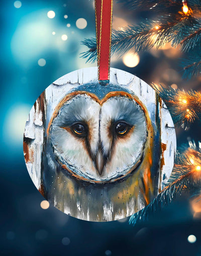 Night Watchman, Owl Christmas Ornament – Aluminum – Chuck Watkins by Chuck Watkins
