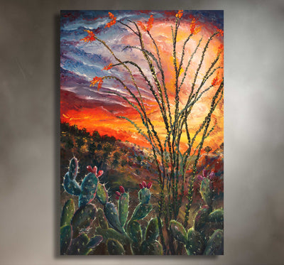 Ocotillo Sunset - Southwest Wall Art Print – Canvas & Aluminum – Chuck Watkins