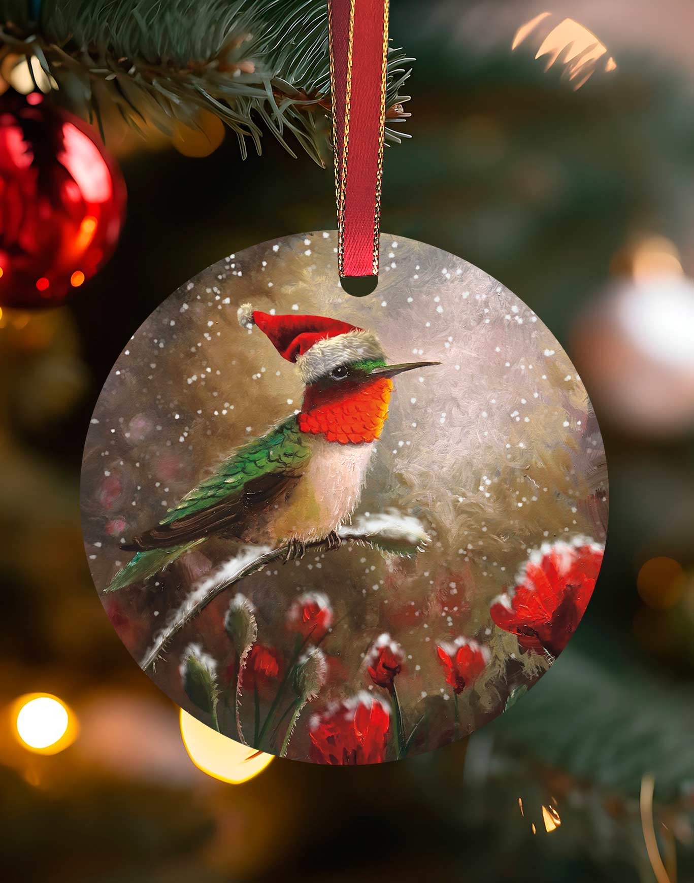 Poppy Island,  Hummingbird Christmas Ornament – Aluminum – Chuck Watkins by Chuck Watkins
