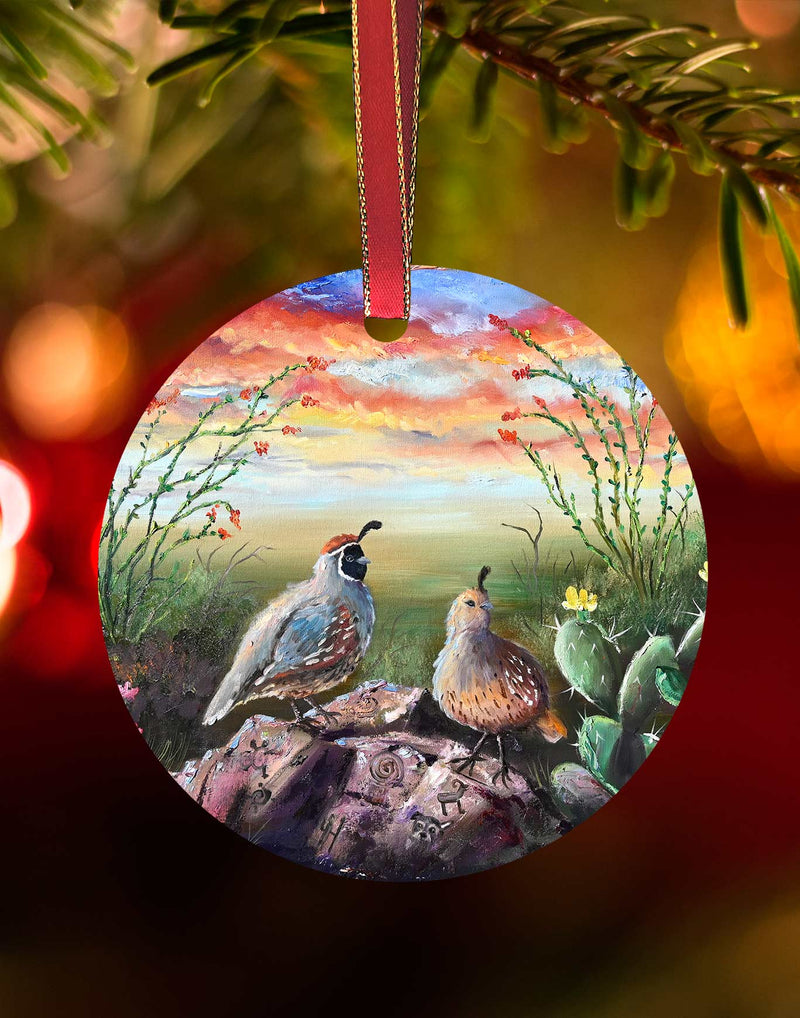 Quail Ridge, Christmas Ornament – Aluminum – Chuck Watkins by Chuck Watkins
