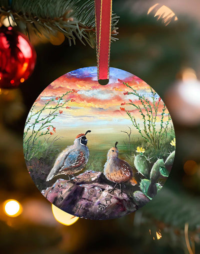 Quail Ridge, Christmas Ornament – Aluminum – Chuck Watkins by Chuck Watkins
