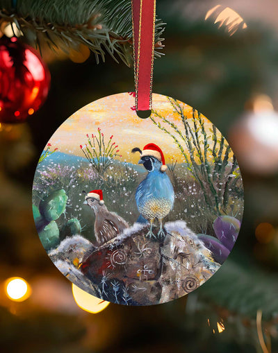 Resting Spot Santa Hummingbirds, Christmas Ornament – Aluminum – Chuck Watkins by Chuck Watkins