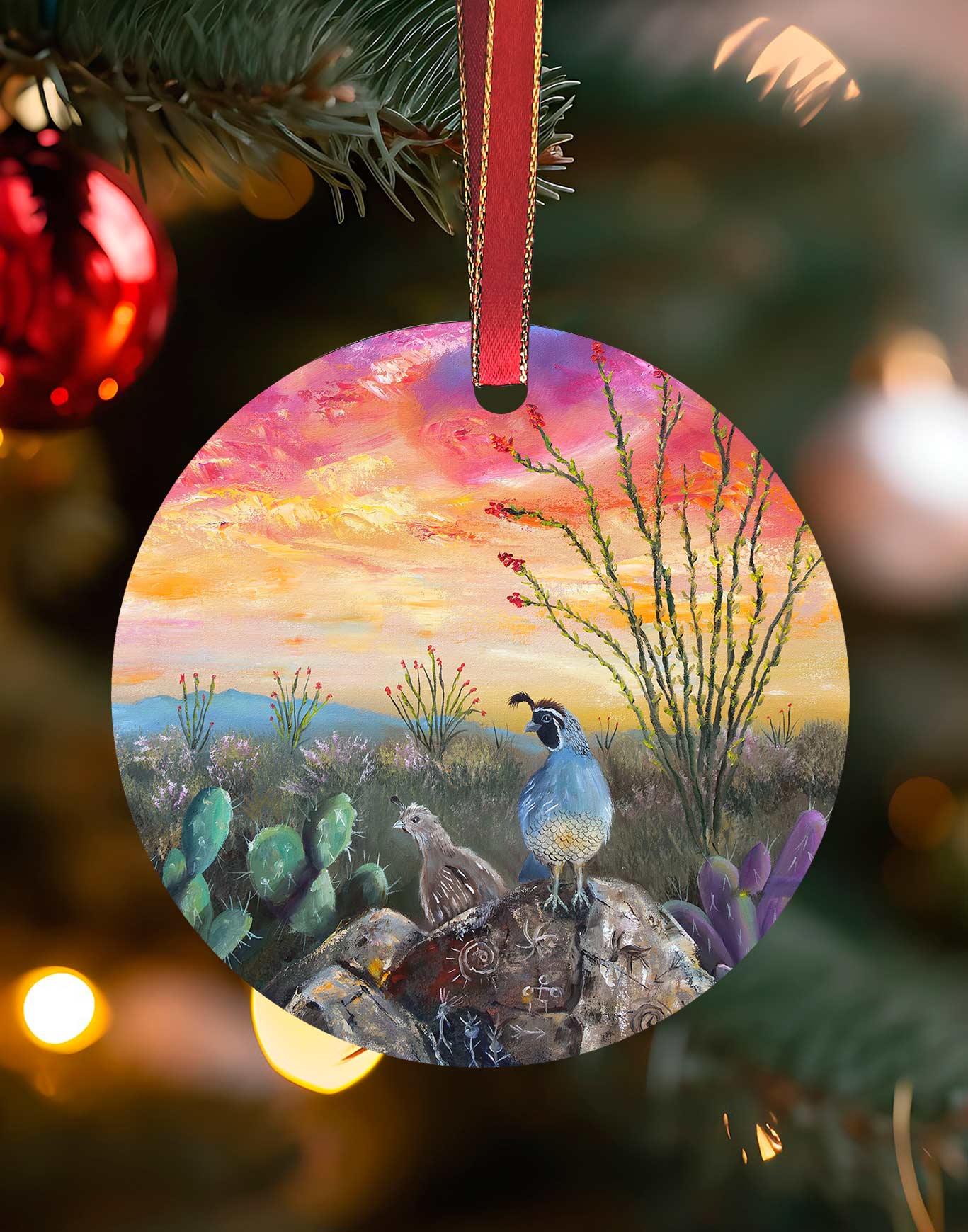 Resting Spot, Southwest Landscape Christmas Ornament – Aluminum – Chuck Watkins by Chuck Watkins