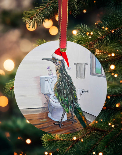 Rocky the Roadrunner, Roadrunner Christmas Ornament – Aluminum – Chuck Watkins by Chuck Watkins