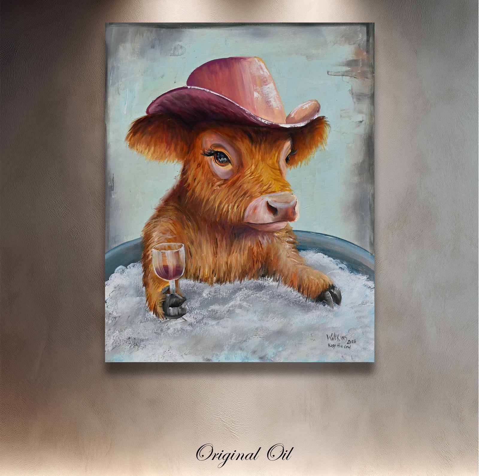 Rosy the Cow - Comical Original Painting - Chuck Watkins
