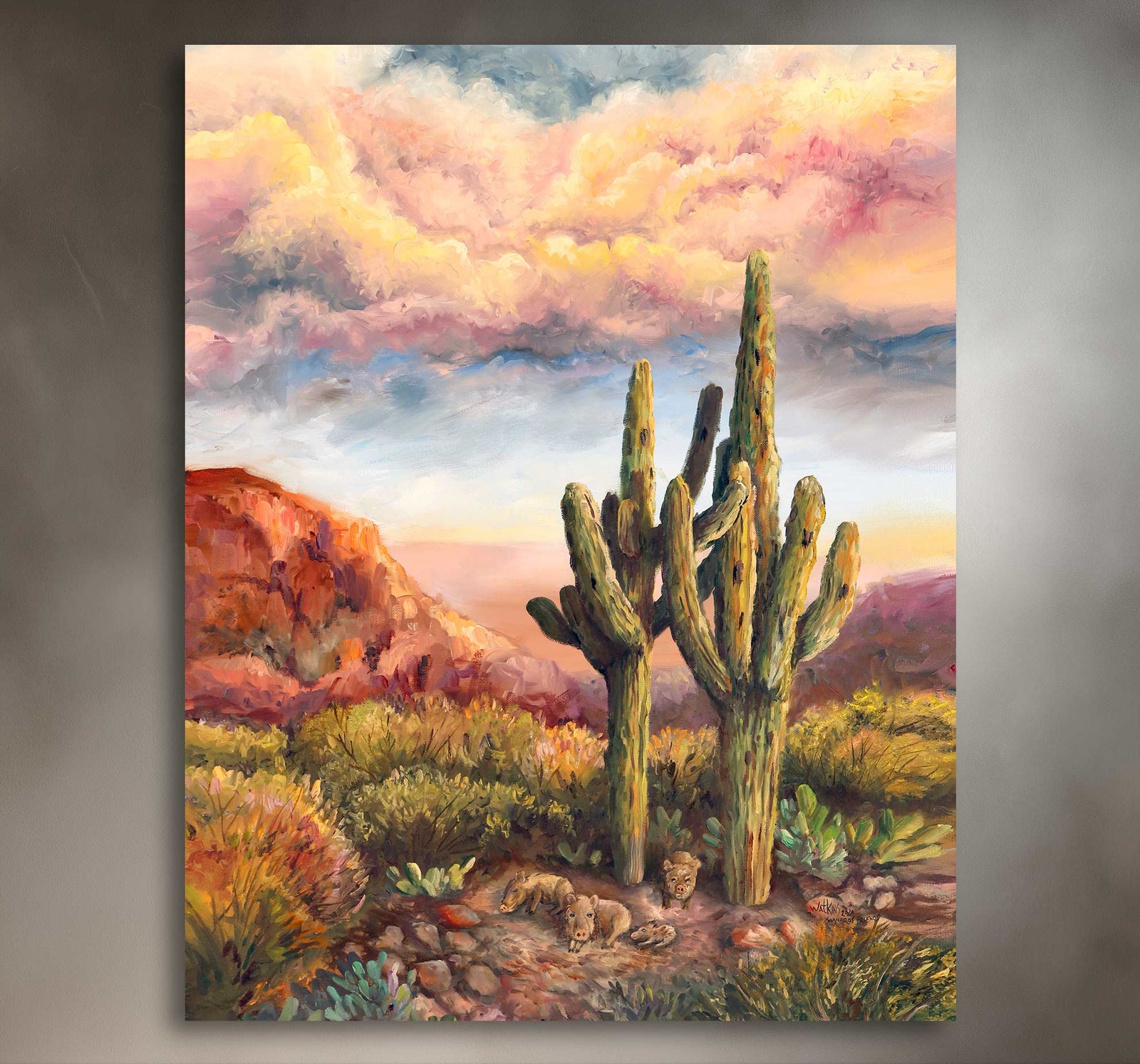 Saguaro Friends  - Southwest Wall Art Print – Canvas & Aluminum – Chuck Watkins