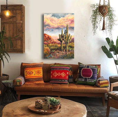 Saguaro Friends  - Southwest Wall Art Print – Canvas & Aluminum – Chuck Watkins