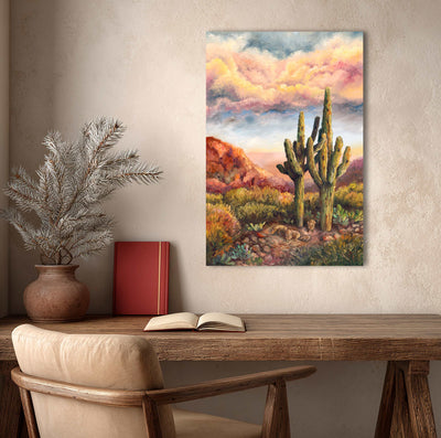 Saguaro Friends  - Southwest Wall Art Print – Canvas & Aluminum – Chuck Watkins