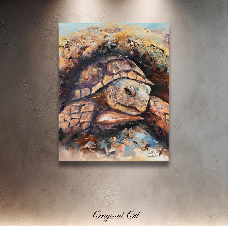 Sleepy Tortoise - Wildlife Original Painting - Chuck Watkins
