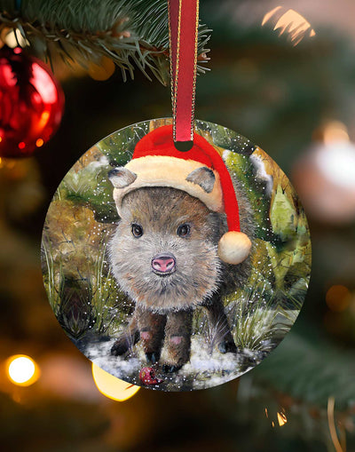 Snack Time, Javelina Christmas Ornament – Aluminum – Chuck Watkins by Chuck Watkins