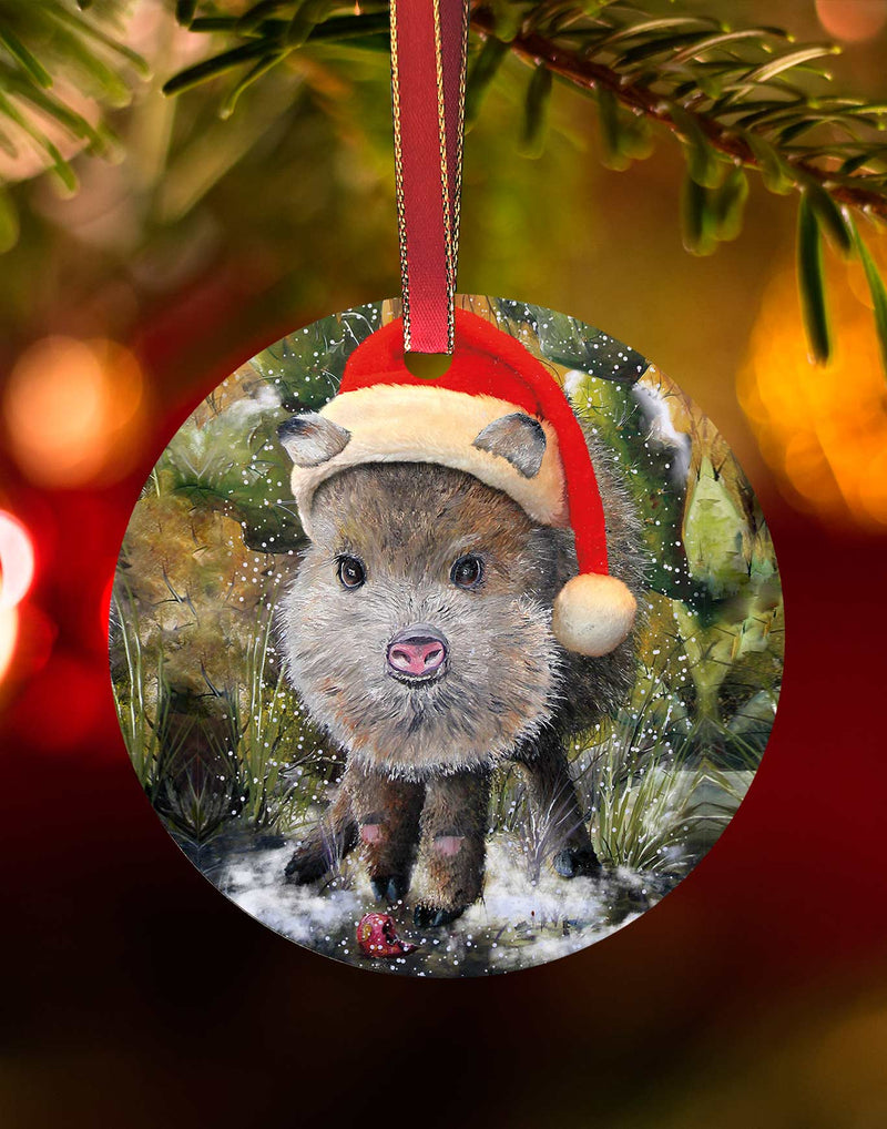 Snack Time, Javelina Christmas Ornament – Aluminum – Chuck Watkins by Chuck Watkins