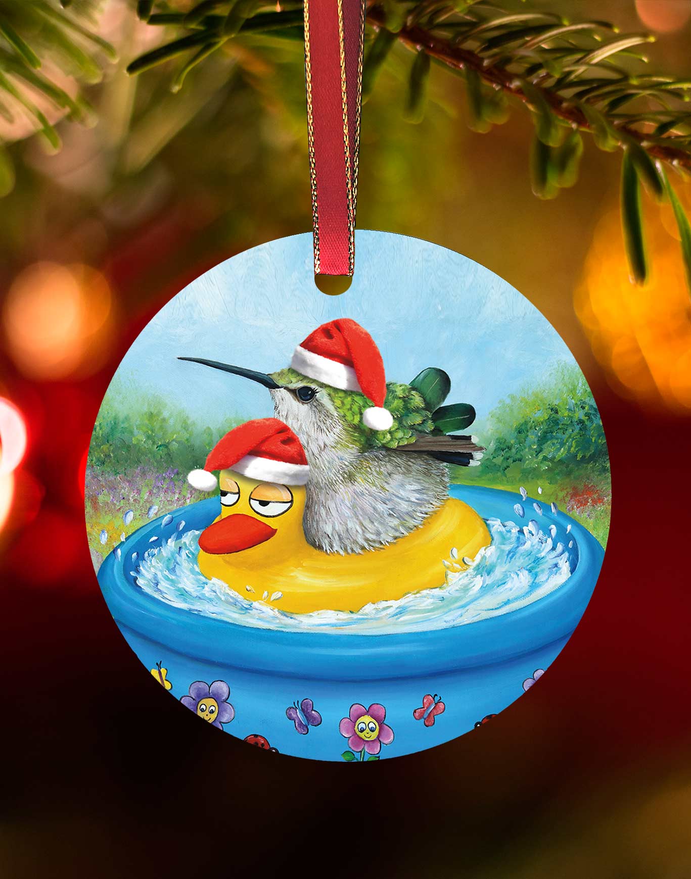 Summertime Ornament – SHummingbird Christmas Ornament – Aluminum – Chuck Watkins by Chuck Watkins