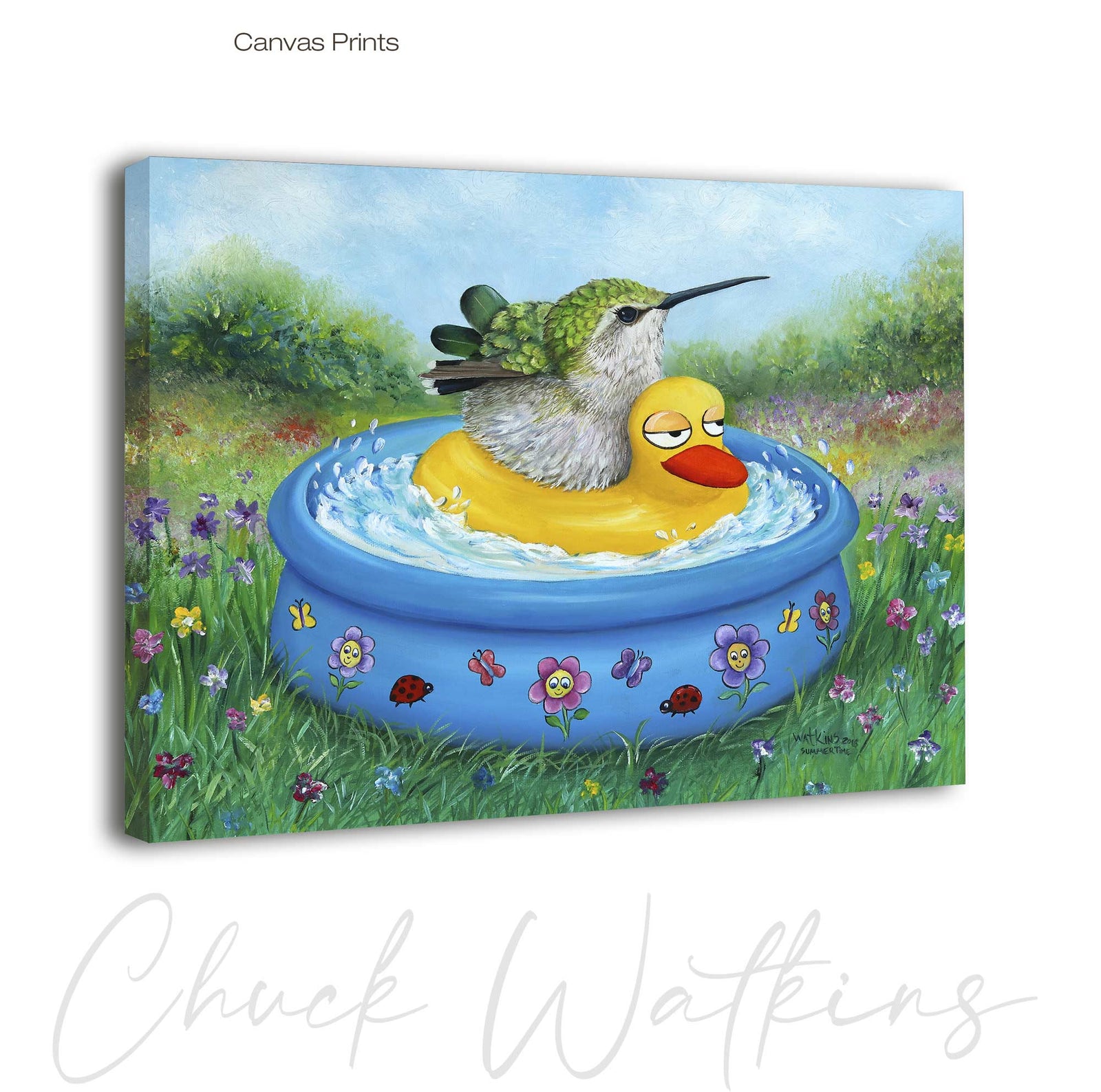 Summertime, Funny Hummingbird Wall Art Print by Chuck Watkins