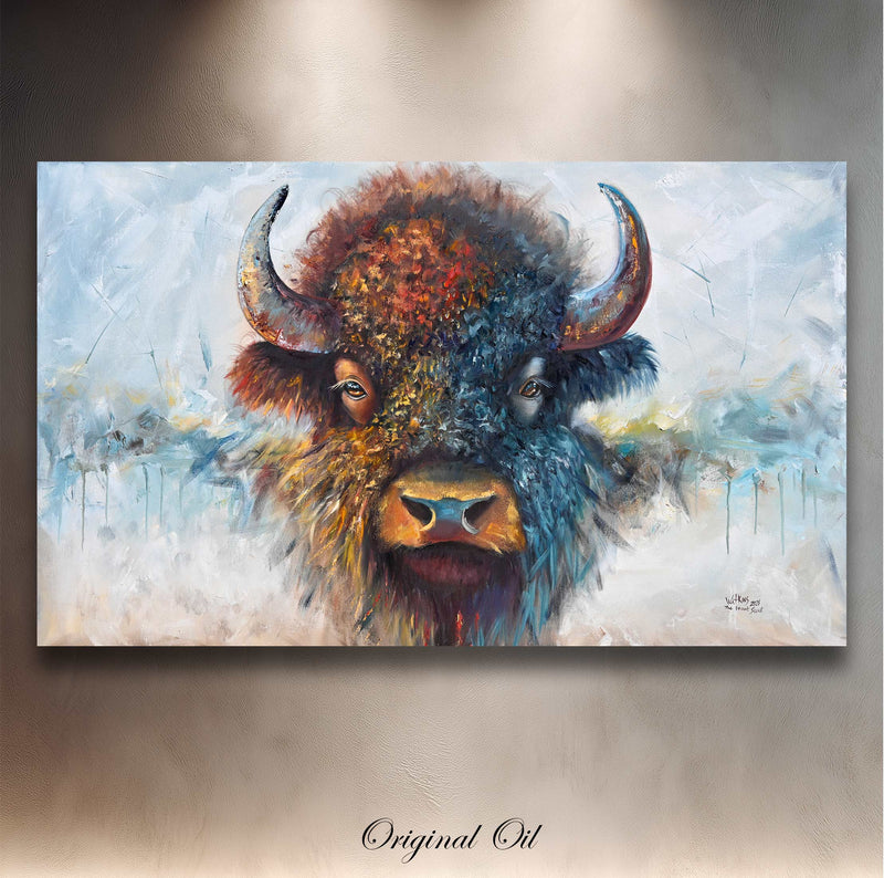 The Front Scout - Bison Oil Painting - Chuck Watkins