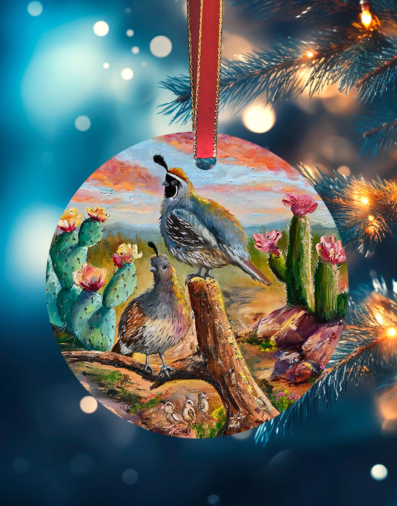 Watering Hole - Southwest Landscape Christmas Ornament – Aluminum