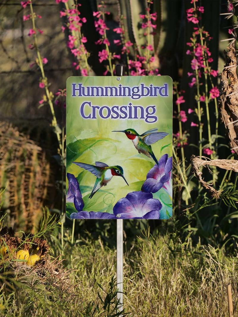 Hummingbird Crossing Yard Sign Aluminum – Chuck Watkins –  by Chuck Watkins