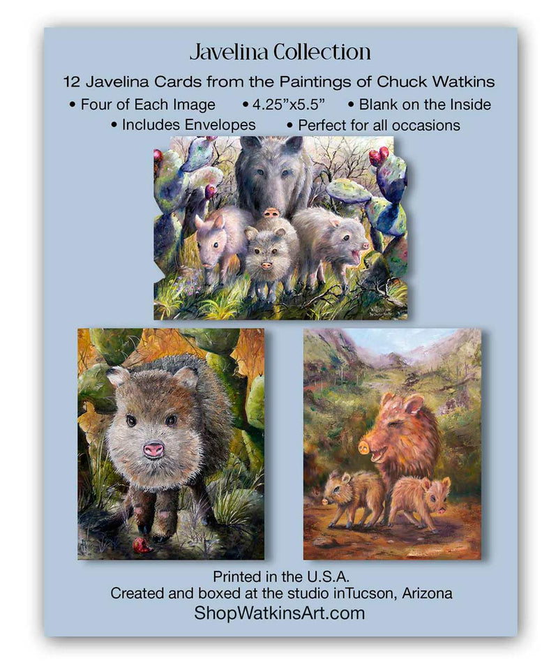 The Javelina Card Set – Southwest Wall Art Print by Chuck Watkins
