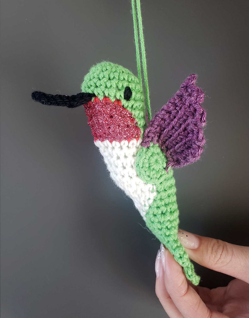 Crocheted Ruby Hummingbird Ornament from Anna Watkins by Chuck Watkins