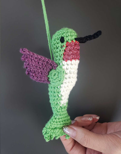 Crocheted Ruby Hummingbird Ornament from Anna Watkins by Chuck Watkins