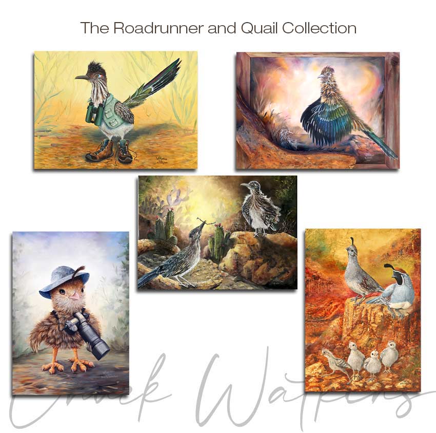 Roadrunner and Quail Magnet Collection - Southwest Animal Aluminum Magnet Collection, (5 pack), 4.5"x5" by Chuck Watkins