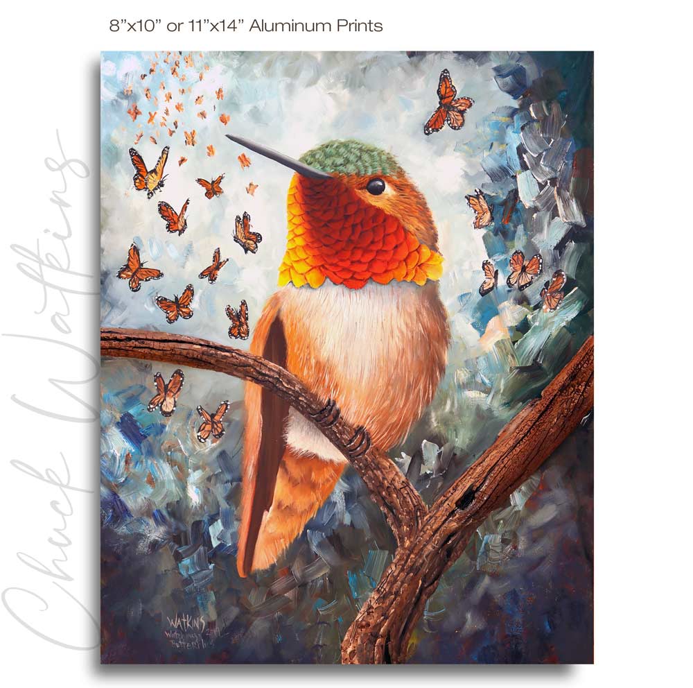 Watching Butterflies - Hummingbird Wall Art Print by Chuck Watkins